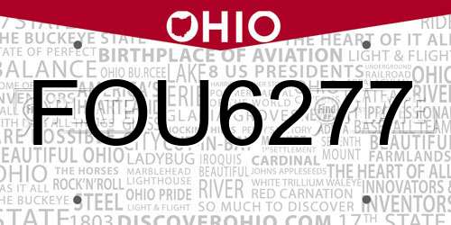 FOU6277 Ohio License Plate