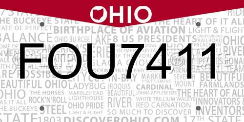 FOU7411 Ohio License Plate