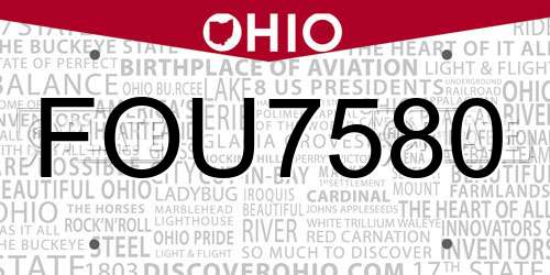 FOU7580 Ohio License Plate