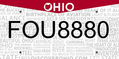 FOU8880 Ohio License Plate