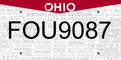 FOU9087 Ohio License Plate