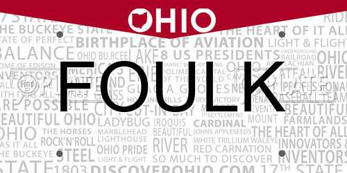 FOULK Ohio License Plate