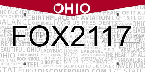 FOX2117 Ohio License Plate
