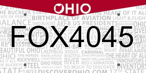 FOX4045 Ohio License Plate