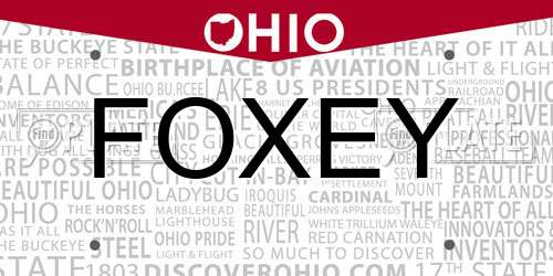 FOXEY Ohio License Plate