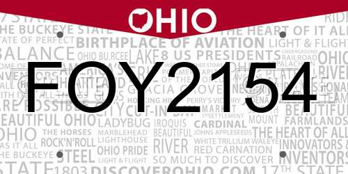 FOY2154 Ohio License Plate