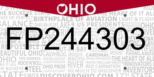 FP244303 Ohio License Plate