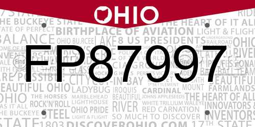 FP87997 Ohio License Plate