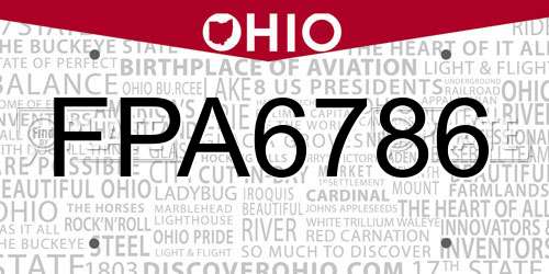 FPA6786 Ohio License Plate