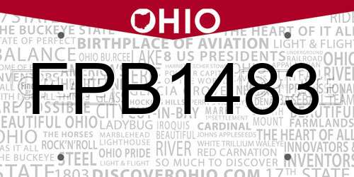 FPB1483 Ohio License Plate