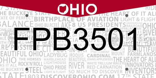 FPB3501 Ohio License Plate