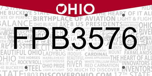 FPB3576 Ohio License Plate
