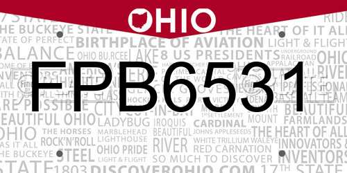 FPB6531 Ohio License Plate