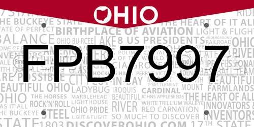 FPB7997 Ohio License Plate