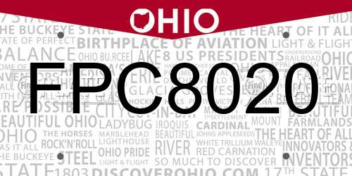 FPC8020 Ohio License Plate