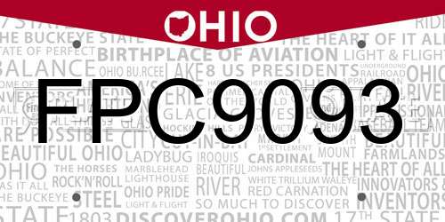 FPC9093 Ohio License Plate