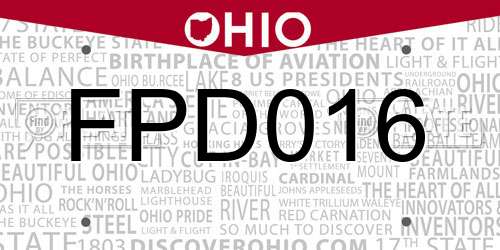 FPD016 Ohio License Plate