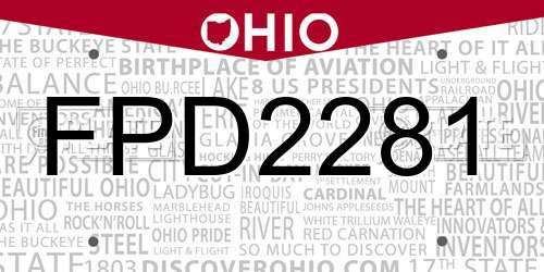 FPD2281 Ohio License Plate