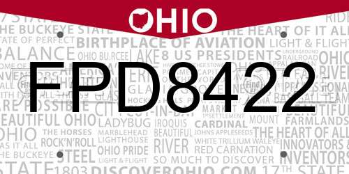 FPD8422 Ohio License Plate