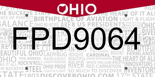 FPD9064 Ohio License Plate