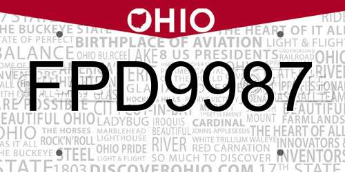 FPD9987 Ohio License Plate