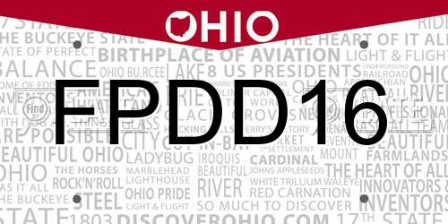 FPDD16 Ohio License Plate