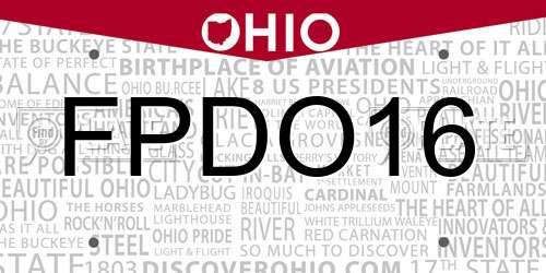 FPDO16 Ohio License Plate