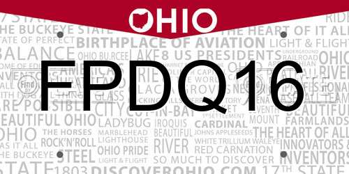 FPDQ16 Ohio License Plate