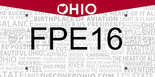 FPE16 Ohio License Plate