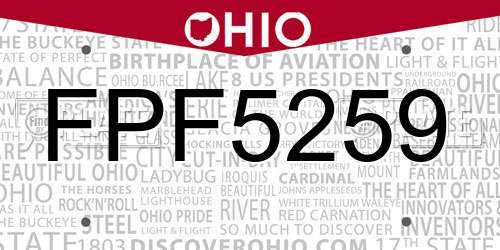 FPF5259 Ohio License Plate