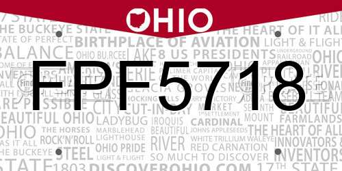 FPF5718 Ohio License Plate