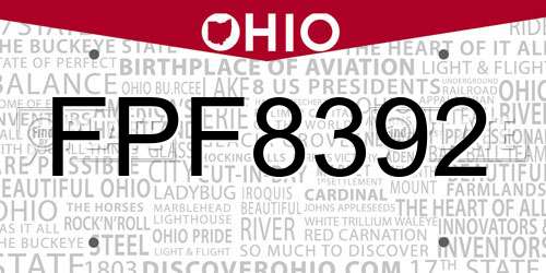 FPF8392 Ohio License Plate
