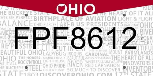 FPF8612 Ohio License Plate