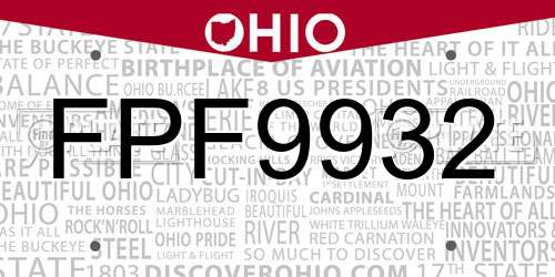 FPF9932 Ohio License Plate