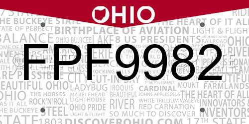 FPF9982 Ohio License Plate