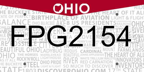 FPG2154 Ohio License Plate