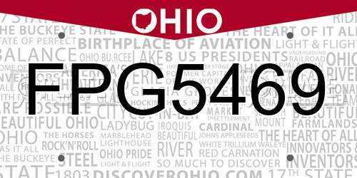 FPG5469 Ohio License Plate