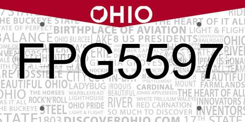 FPG5597 Ohio License Plate