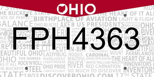 FPH4363 Ohio License Plate