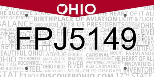 FPJ5149 Ohio License Plate