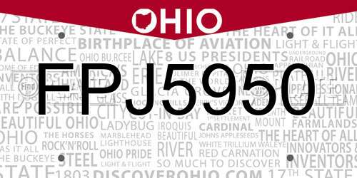 FPJ5950 Ohio License Plate