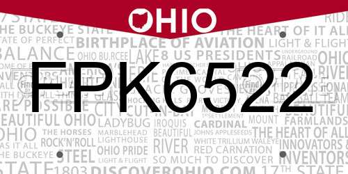 FPK6522 Ohio License Plate
