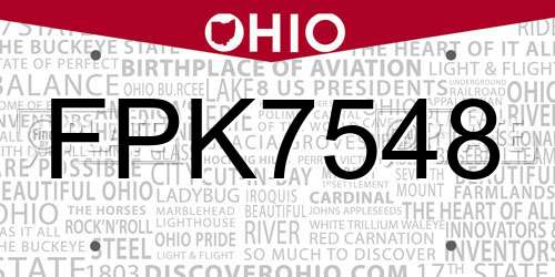 FPK7548 Ohio License Plate