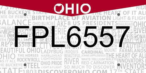 FPL6557 Ohio License Plate