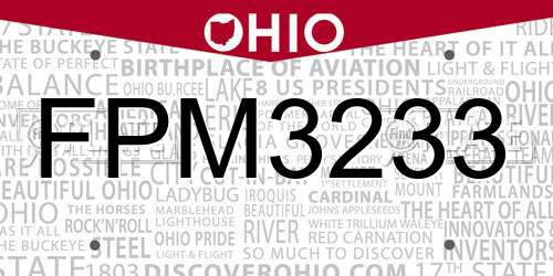FPM3233 Ohio License Plate
