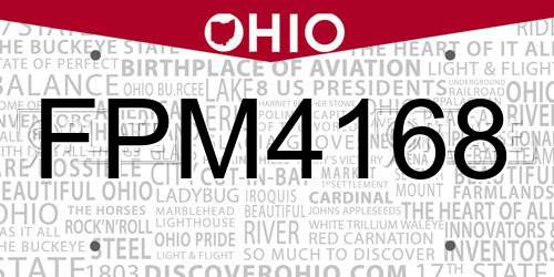 FPM4168 Ohio License Plate