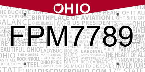 FPM7789 Ohio License Plate