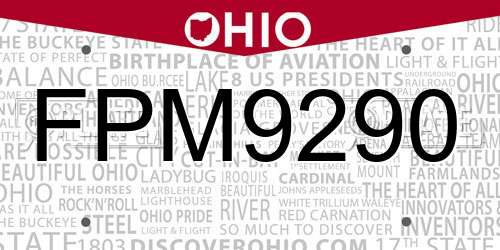 FPM9290 Ohio License Plate