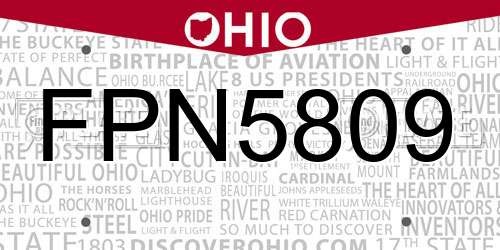FPN5809 Ohio License Plate