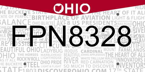 FPN8328 Ohio License Plate